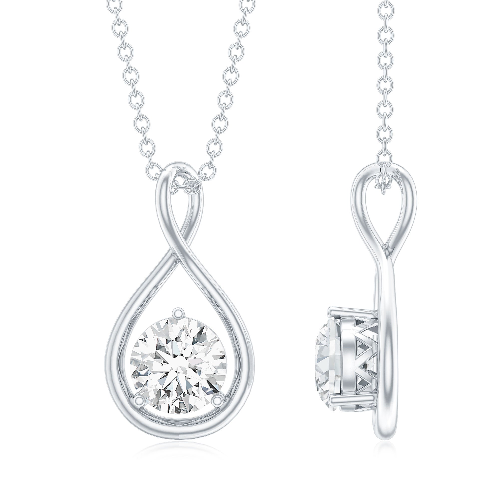 0.9 Carat Solitaire Moissanite Infinity Pendant with Certificate