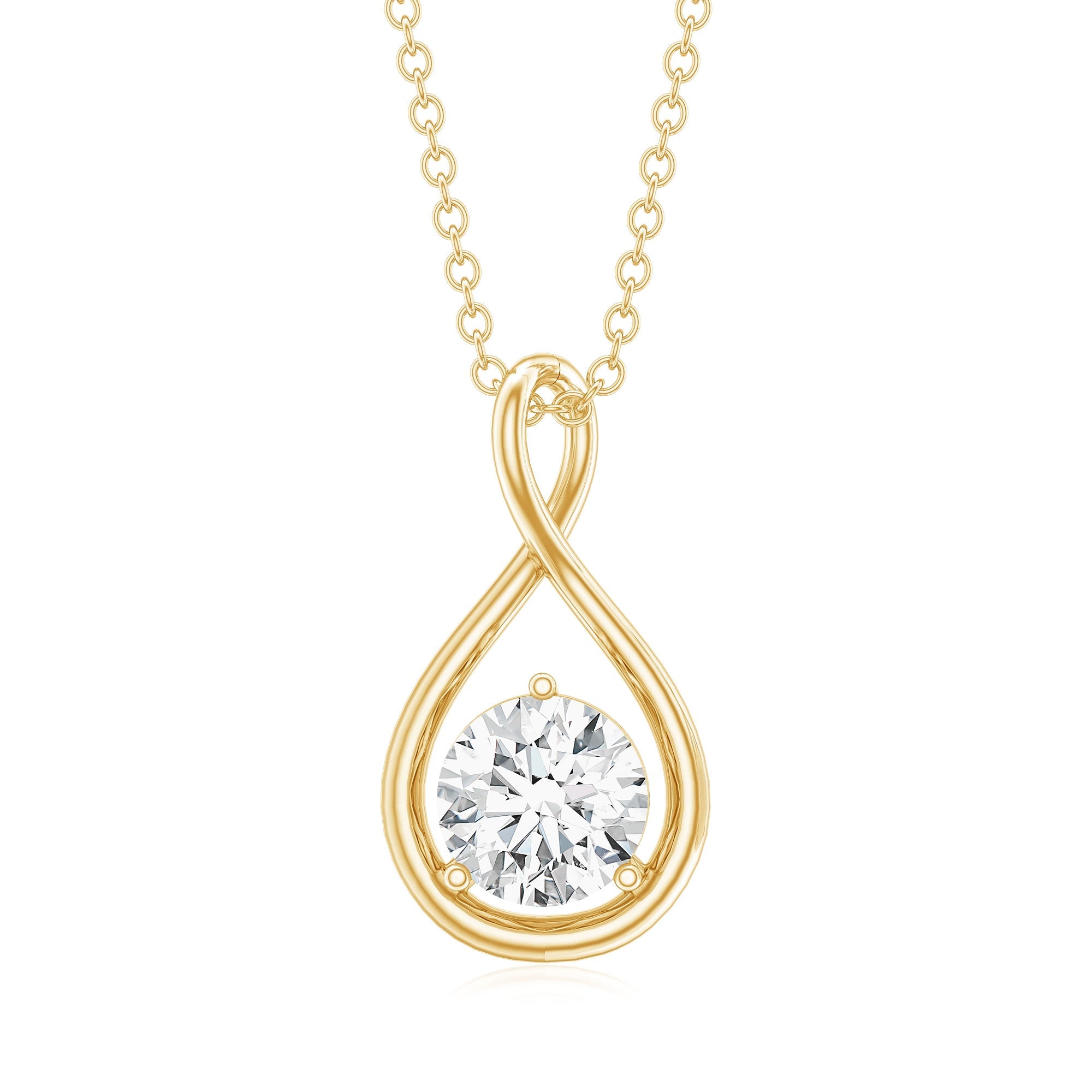 0.9 Carat Solitaire Moissanite Infinity Pendant with Certificate