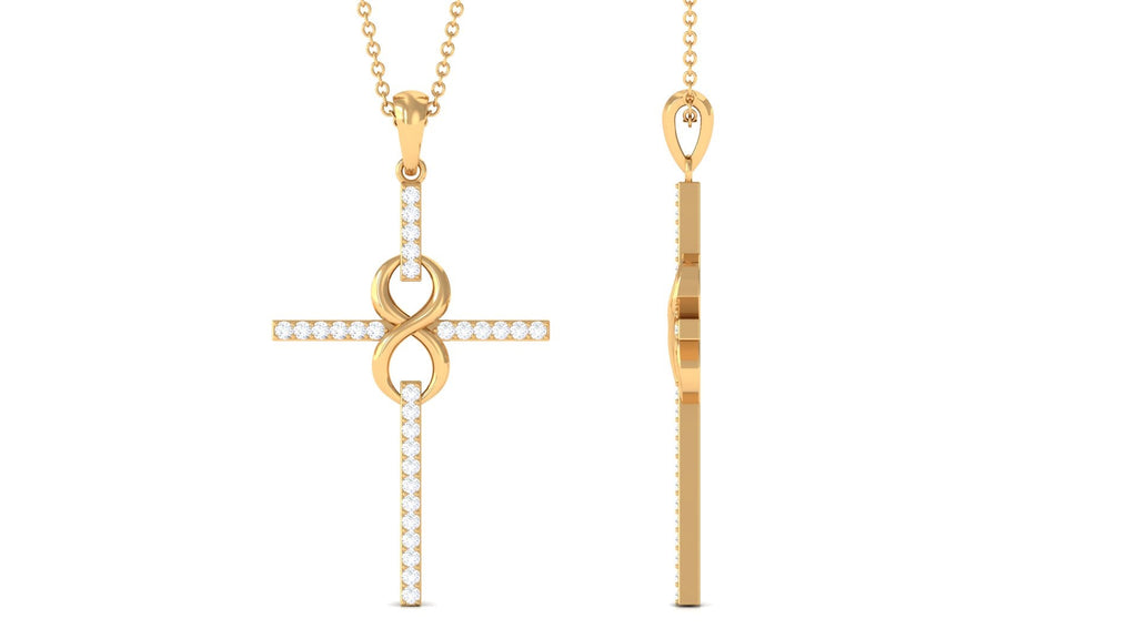 Certified Moissanite Infinity Cross Pendant Necklace
