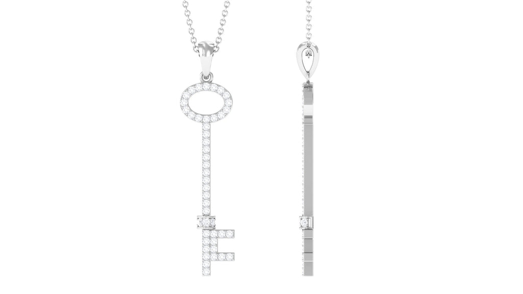 Simple Moissanite Key Pendant with Certificate