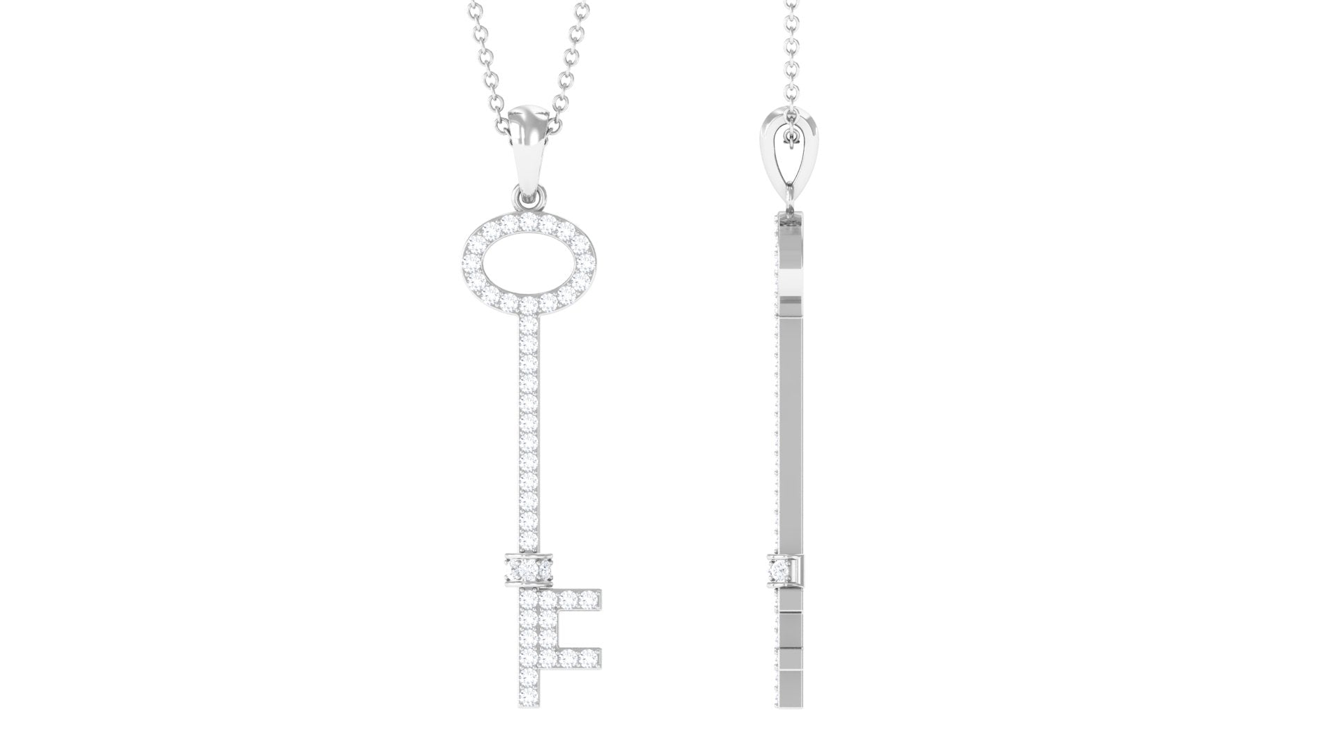 Simple Moissanite Key Pendant with Certificate