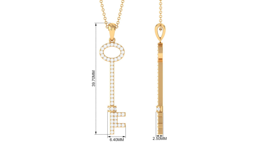 Simple Moissanite Key Pendant with Certificate