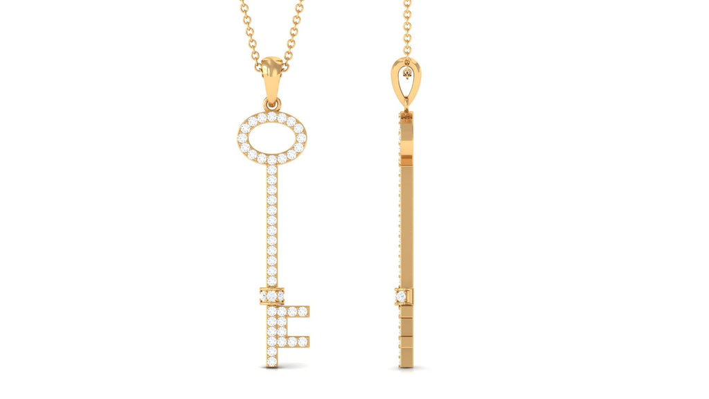 Simple Moissanite Key Pendant with Certificate