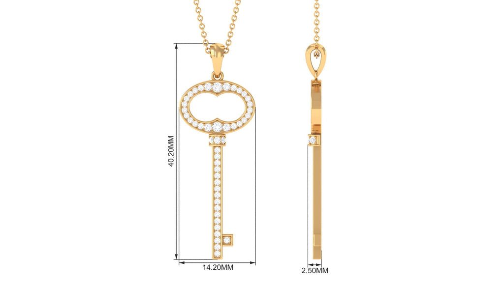 Classic Moissanite Key Charm Necklace with Certificate