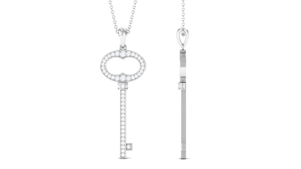 Classic Moissanite Key Charm Necklace with Certificate