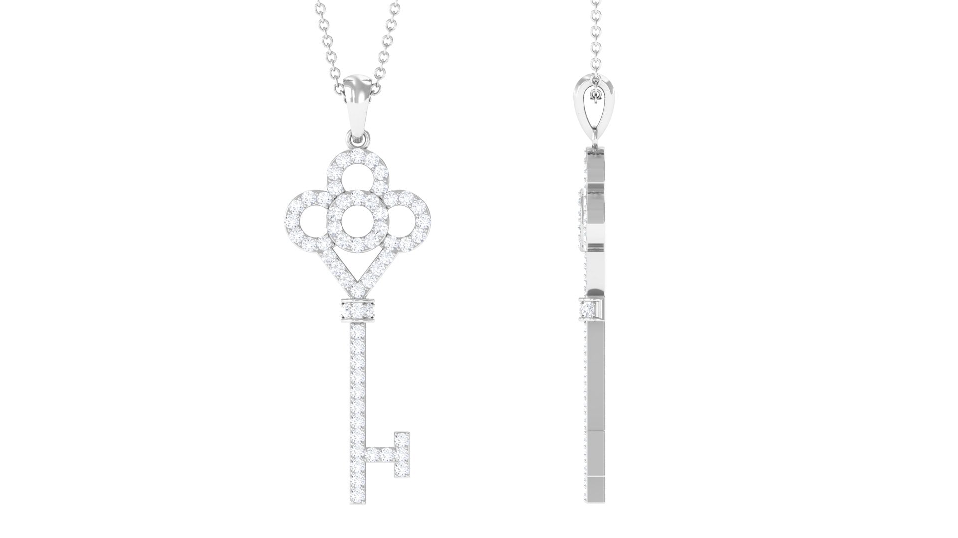 Certified Moissanite Gothic Key Pendant for Women
