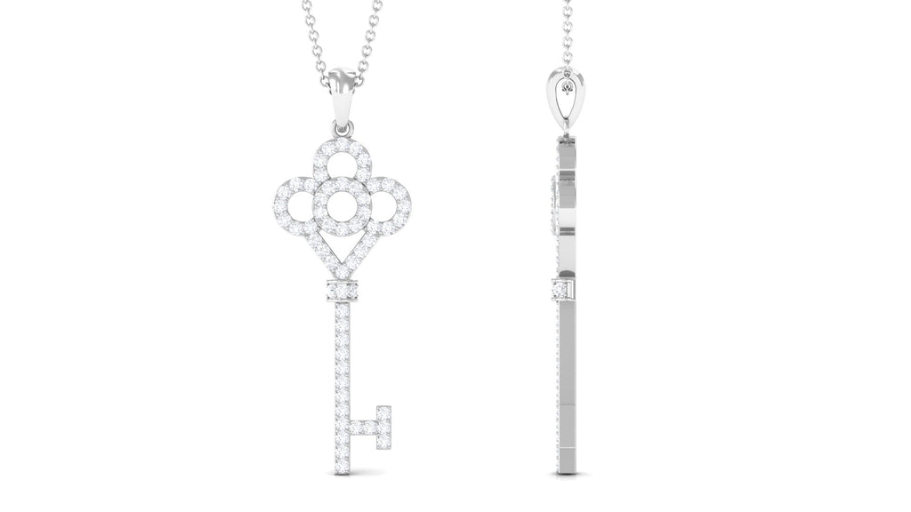 Certified Moissanite Gothic Key Pendant for Women