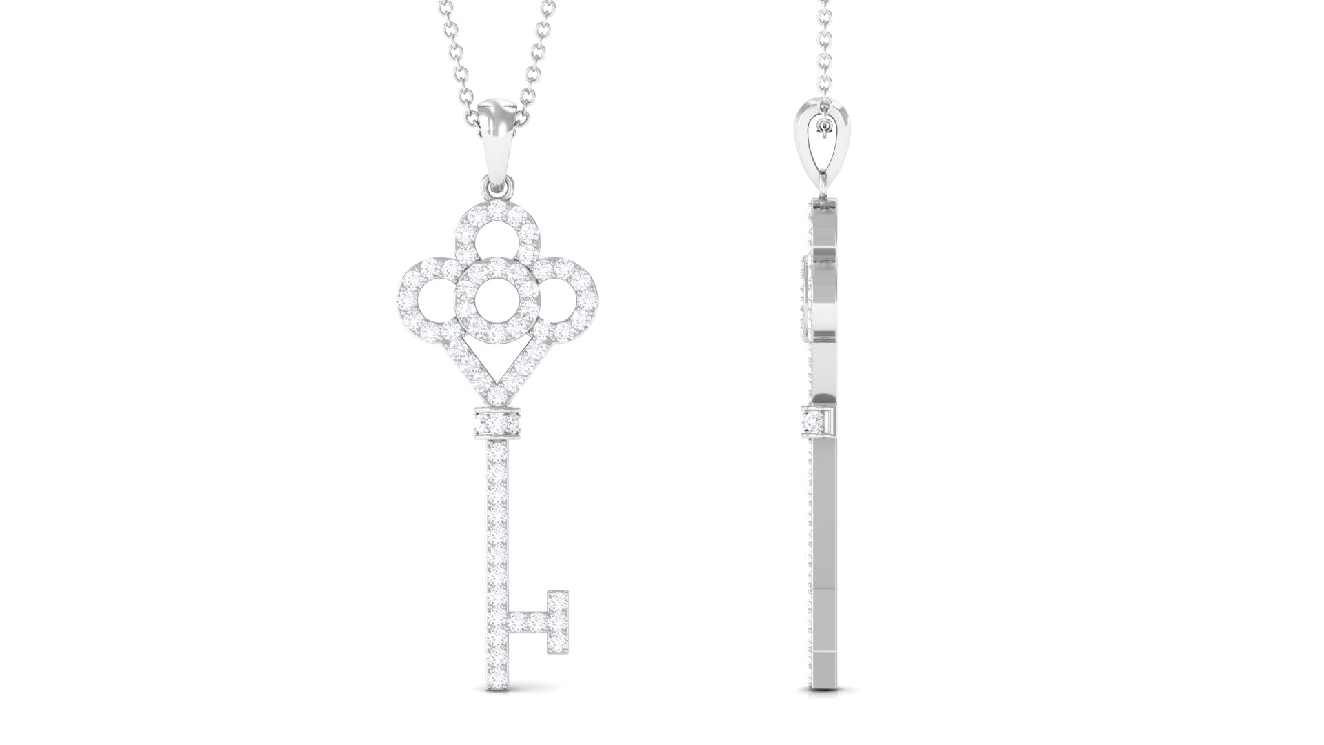 Certified Moissanite Gothic Key Pendant for Women