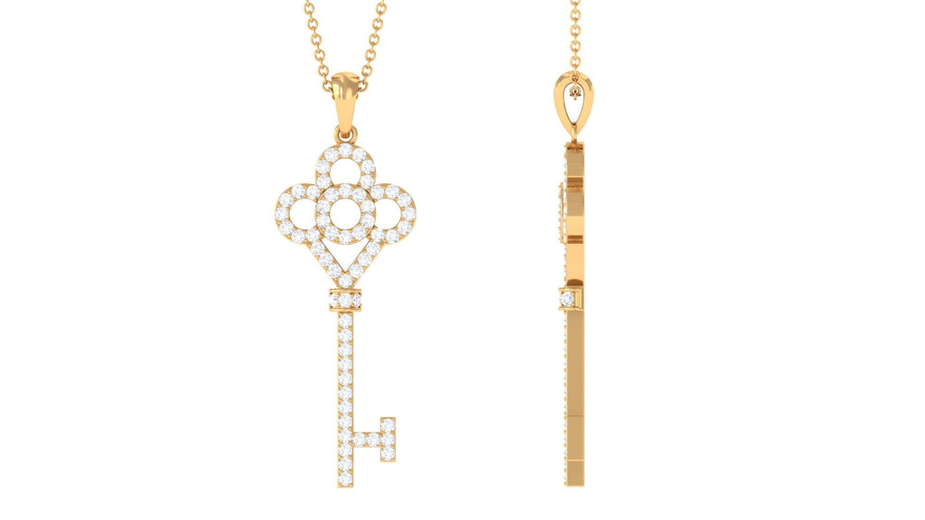 Certified Moissanite Gothic Key Pendant for Women