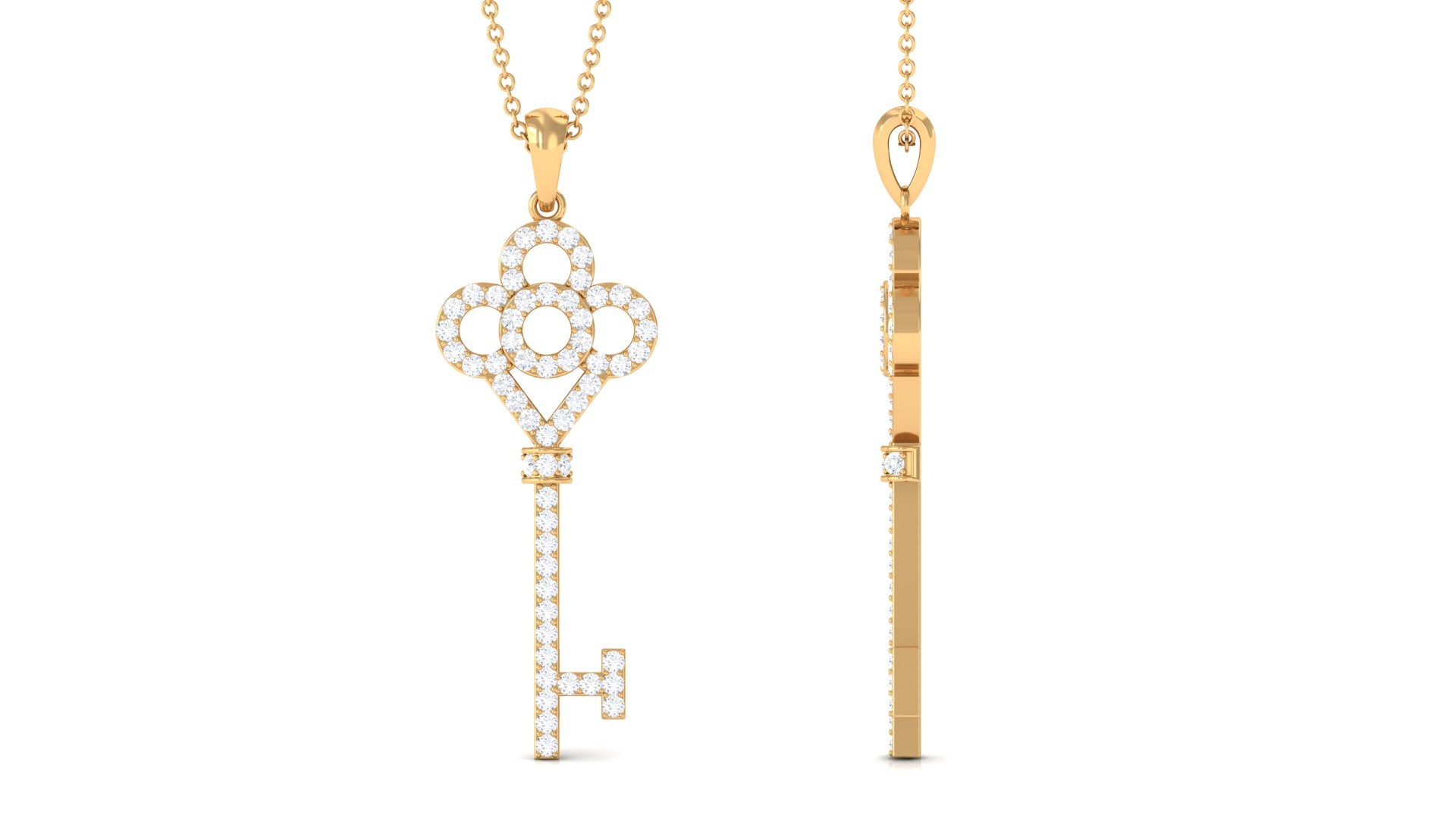 Certified Moissanite Gothic Key Pendant for Women