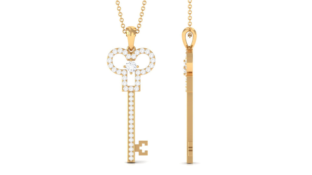 Certified Moissanite Cute Key Necklace for Women