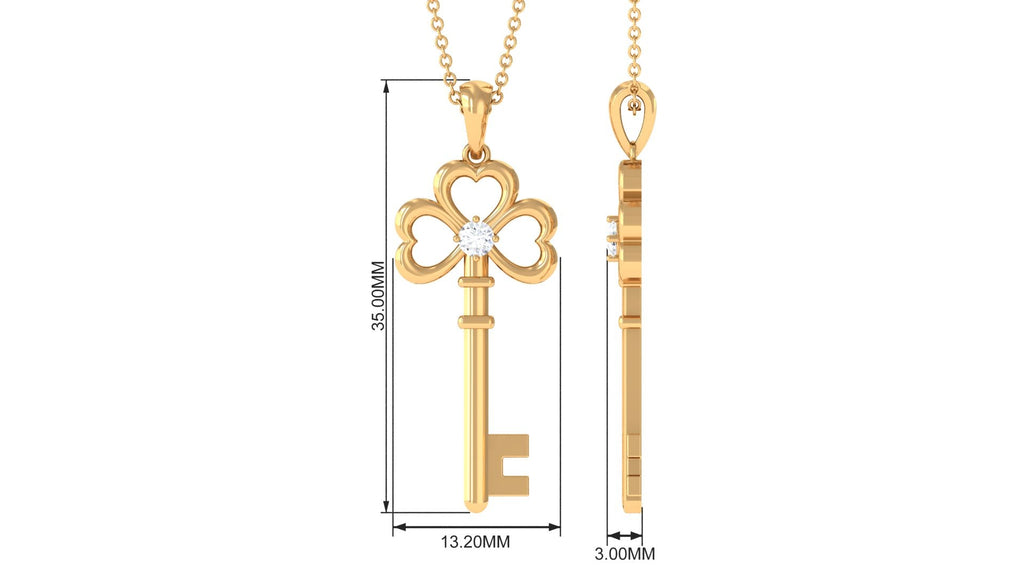 Certified Moissanite Cute Key to My Heart Pendant Necklace