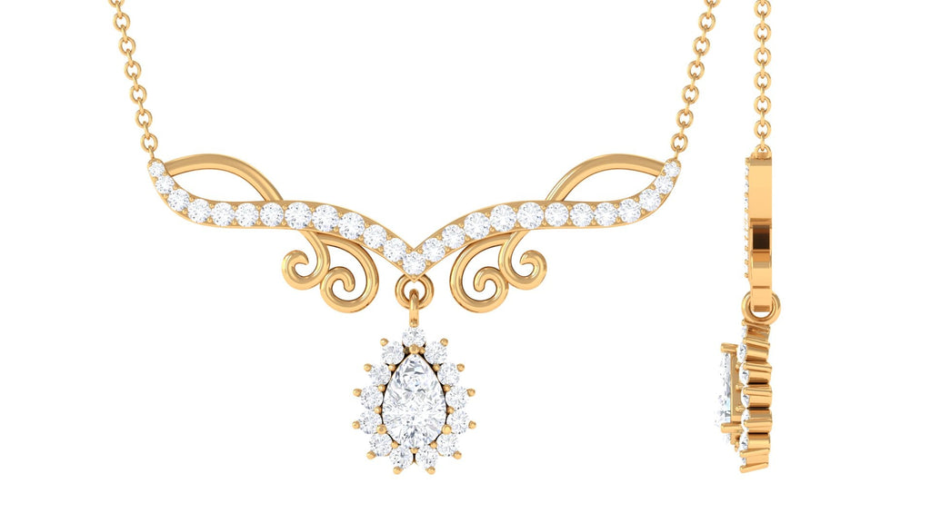 0.7 Carat Pear and Round Shape Moissanite Drop Necklace