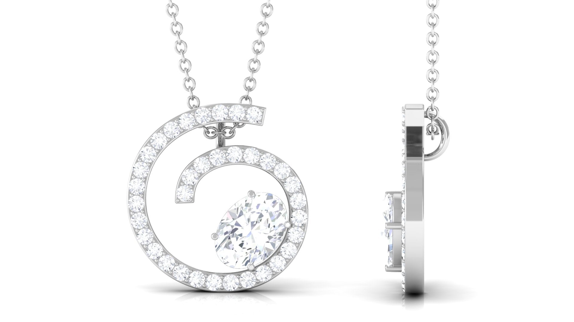 0.9 Carat Contemporary Swirl Pendant with Moissanite