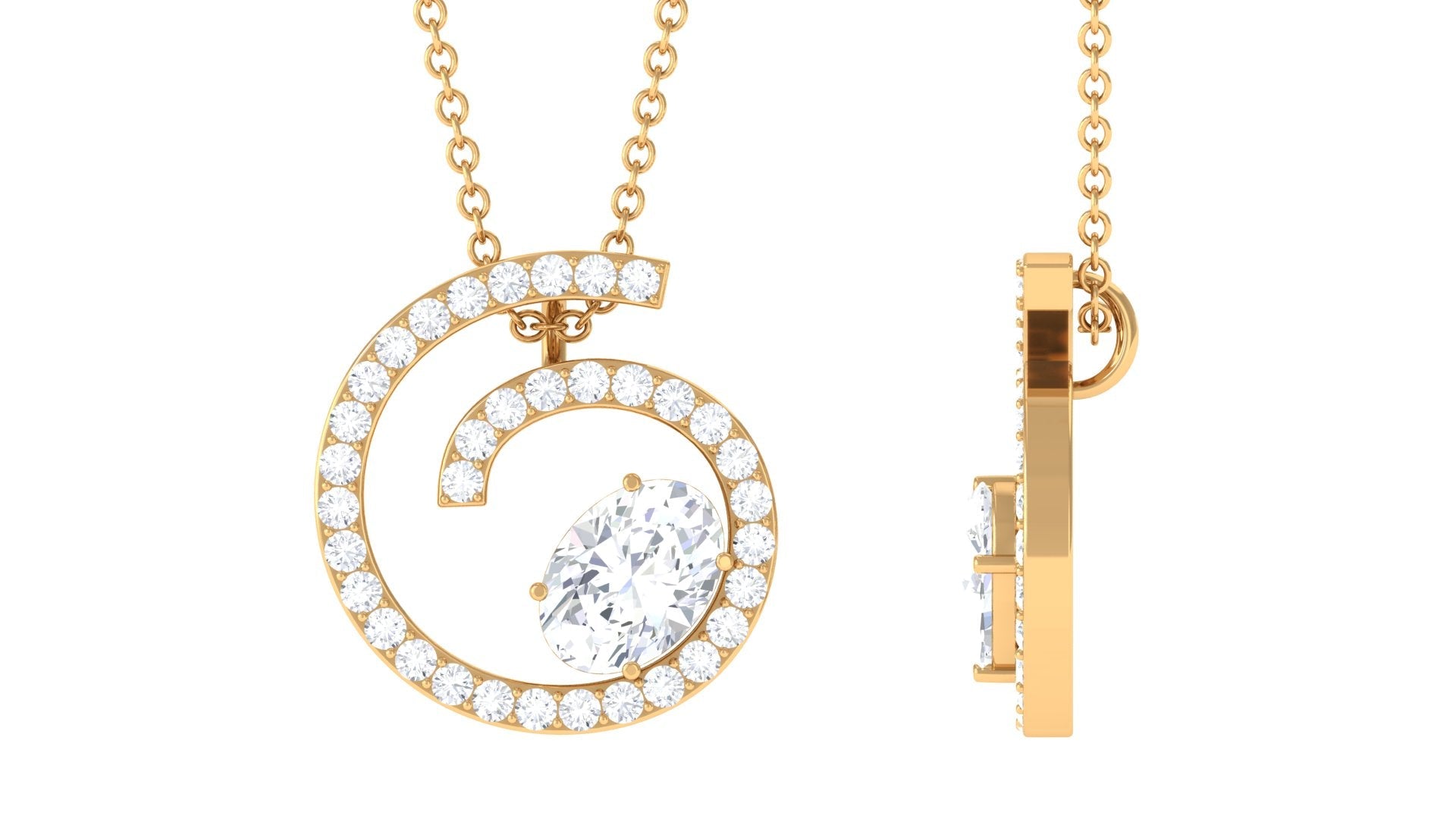 0.9 Carat Contemporary Swirl Pendant with Moissanite