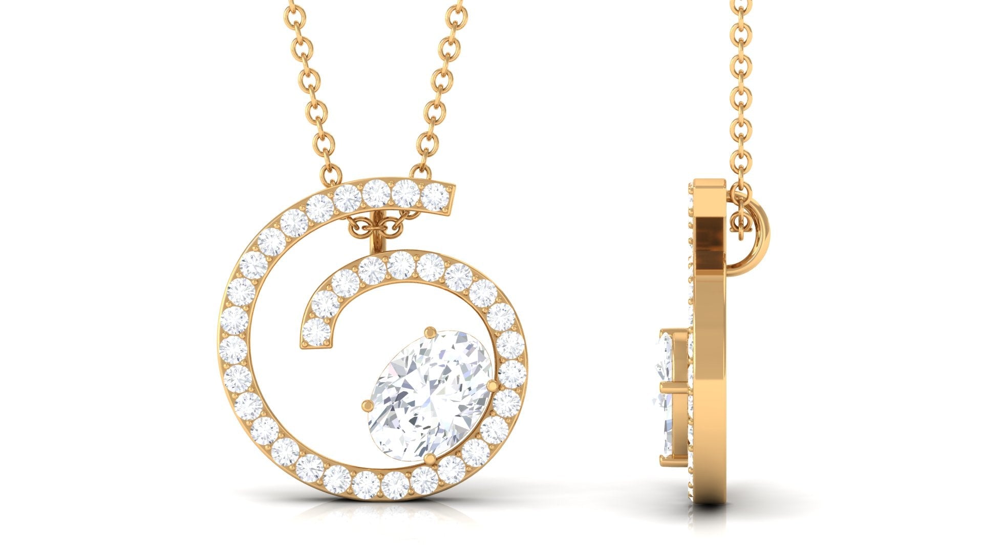0.9 Carat Contemporary Swirl Pendant with Moissanite