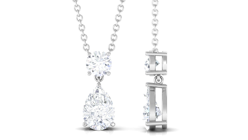 Certified Moissanite Two Stone Drop Necklace