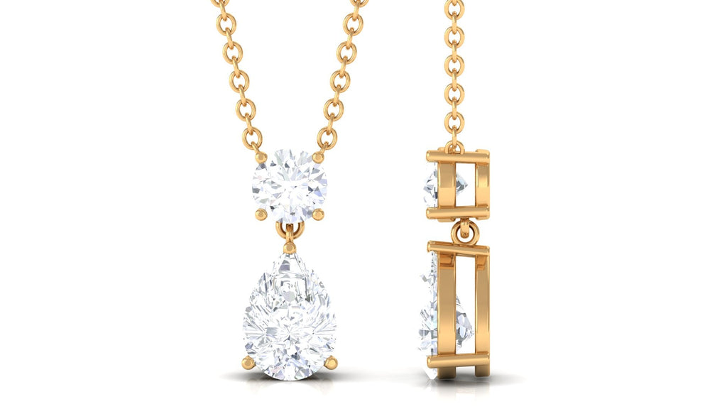 Certified Moissanite Two Stone Drop Necklace