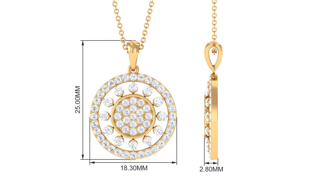 Pave Moissanite Round Vintage Pendant Necklace
