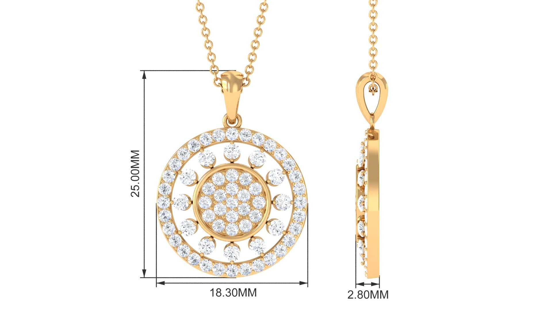 Pave Moissanite Round Vintage Pendant Necklace