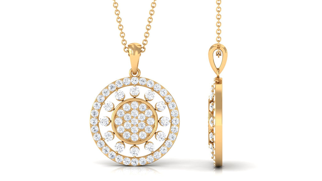 Pave Moissanite Round Vintage Pendant Necklace