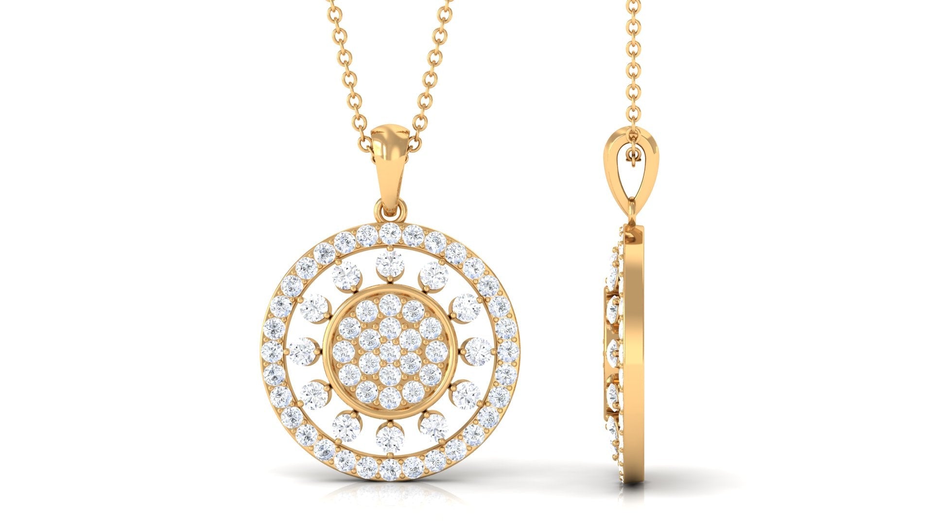 Pave Moissanite Round Vintage Pendant Necklace