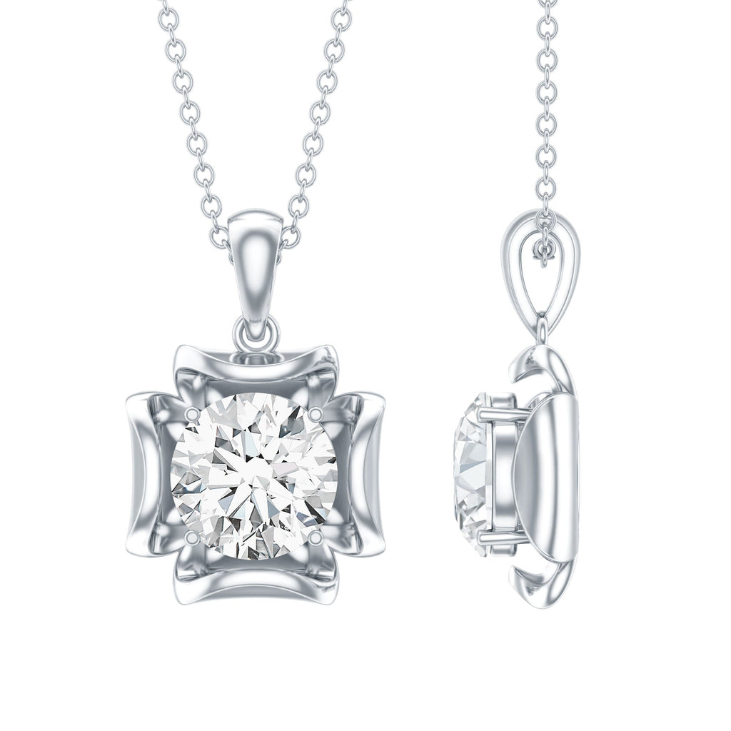Certified Moissanite Solitaire Pendant in Prong Setting