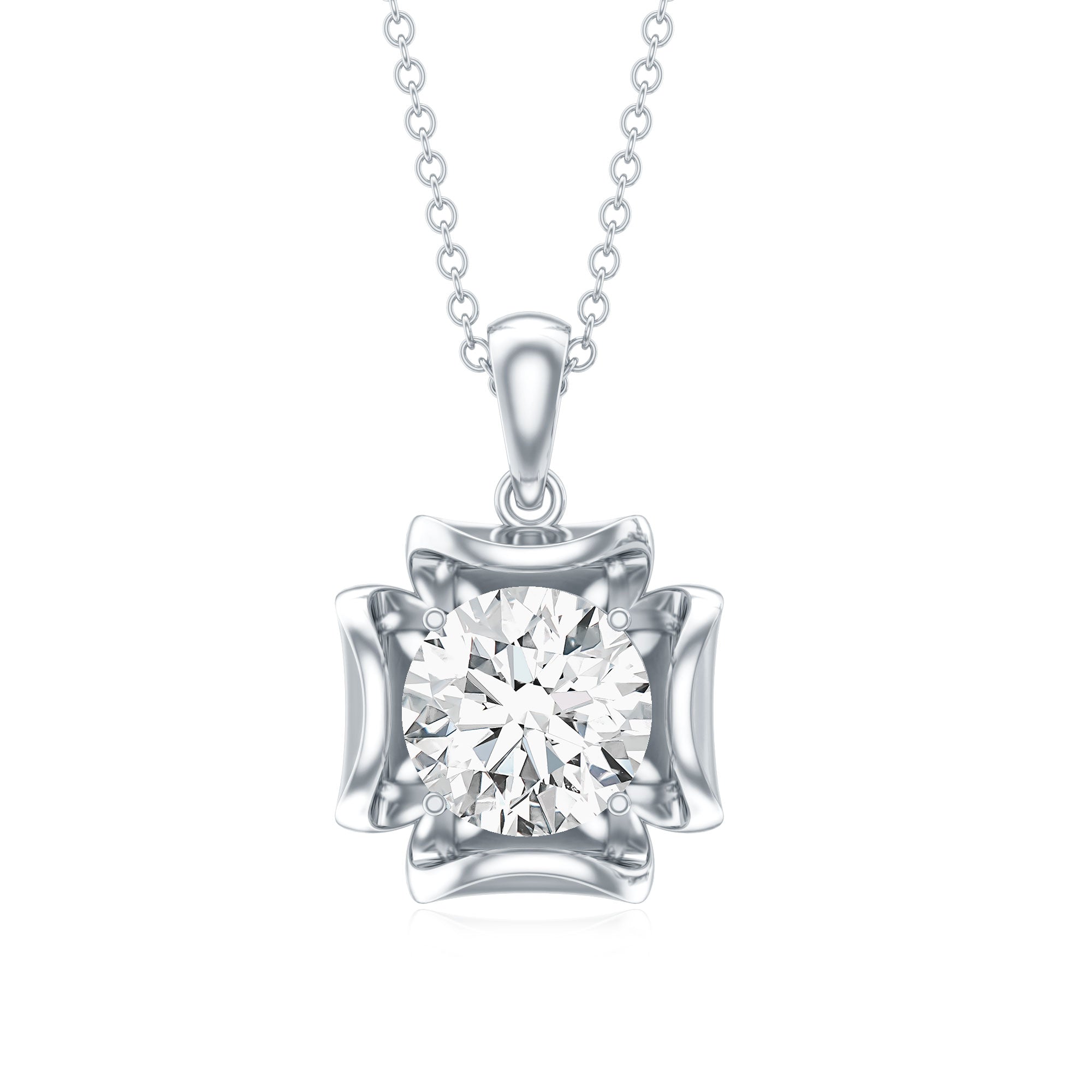 Certified Moissanite Solitaire Pendant in Prong Setting