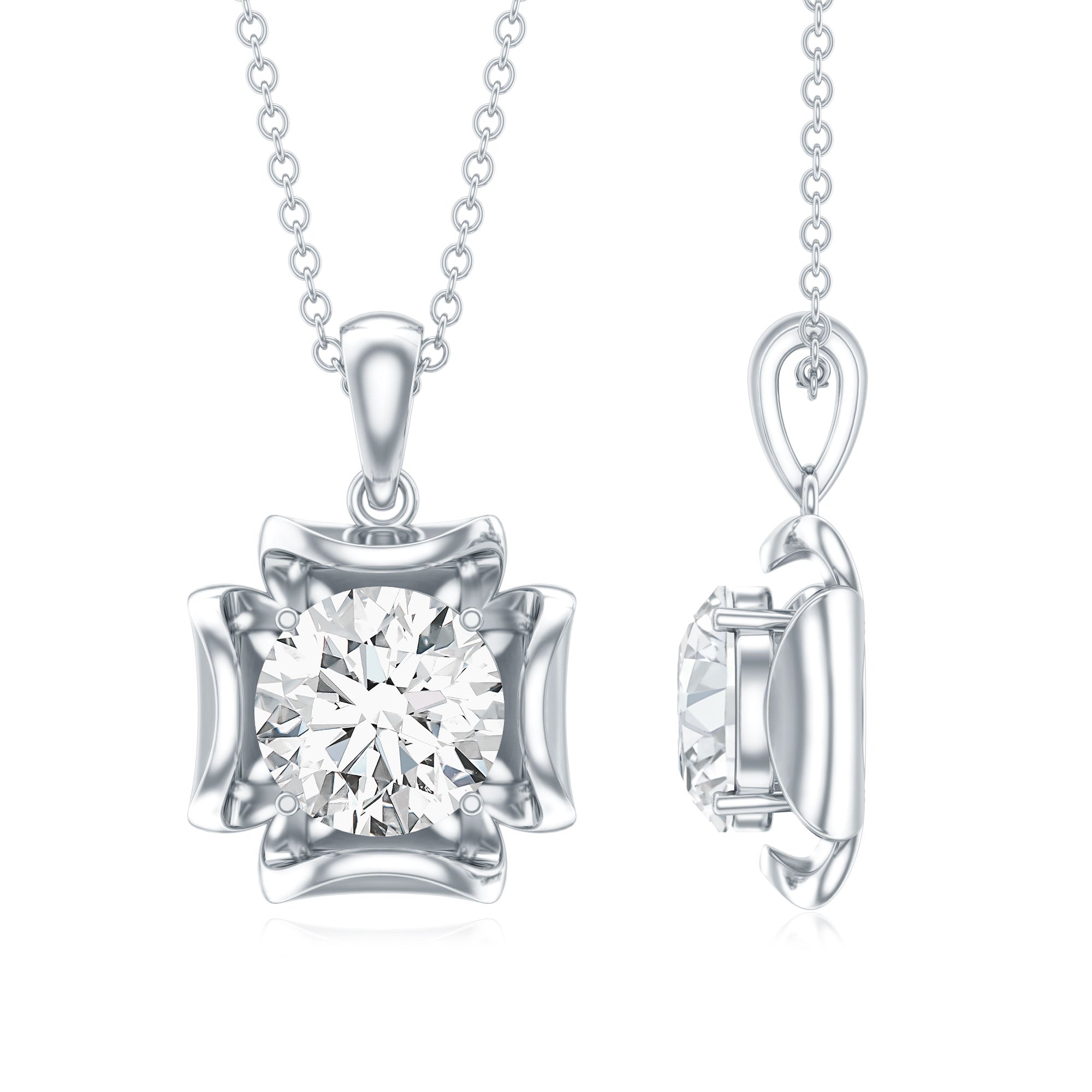 Certified Moissanite Solitaire Pendant in Prong Setting
