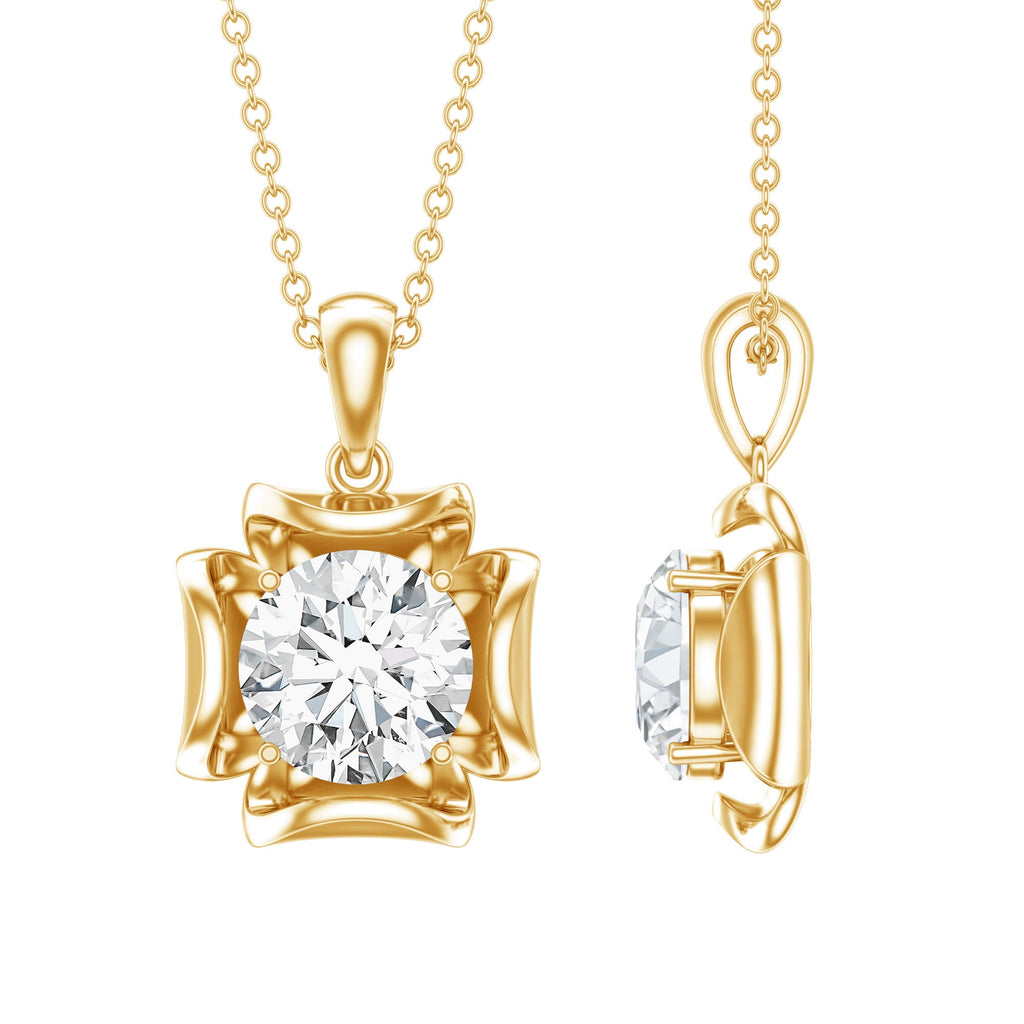 Certified Moissanite Solitaire Pendant in Prong Setting