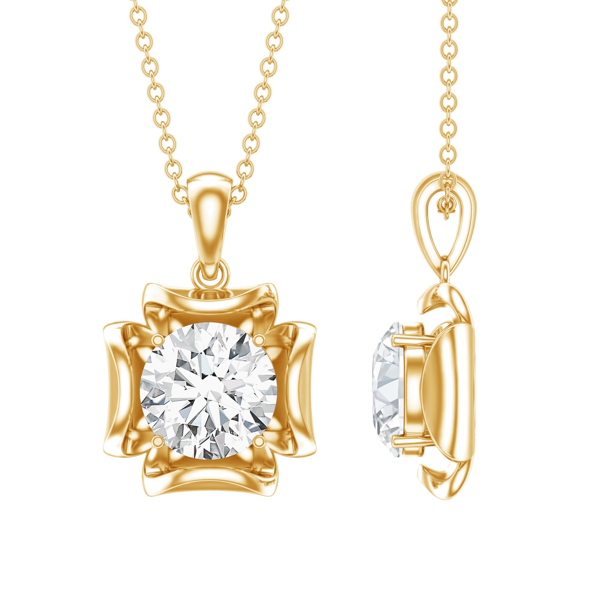 Certified Moissanite Solitaire Pendant in Prong Setting