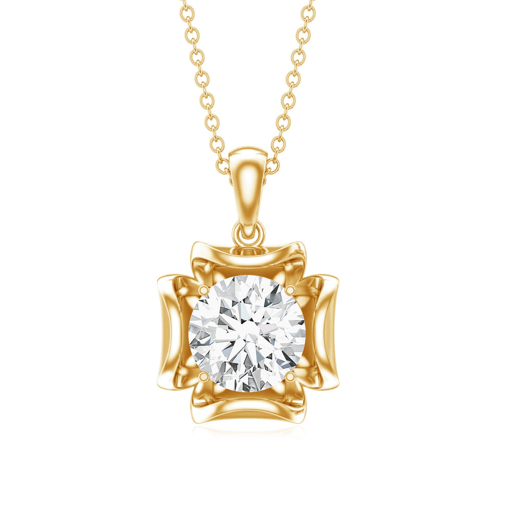 Certified Moissanite Solitaire Pendant in Prong Setting