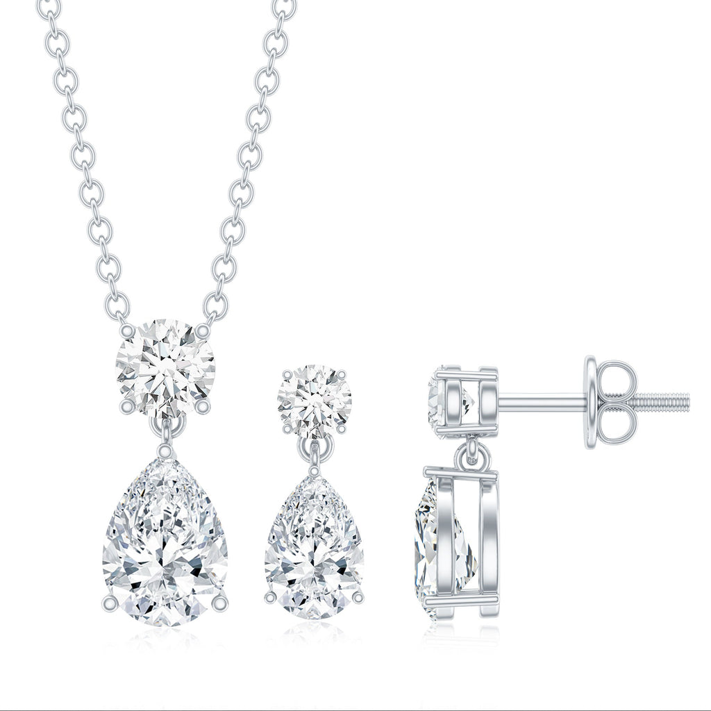 Moissanite Teardrop Two Stone Jewelry Set
