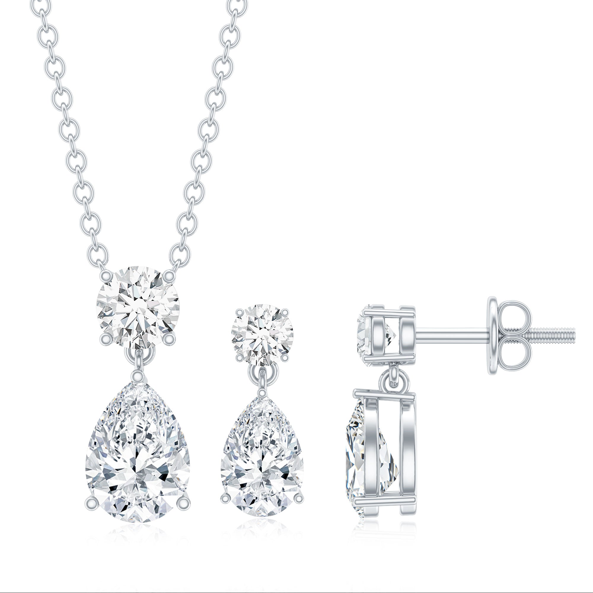 Moissanite Teardrop Two Stone Jewelry Set