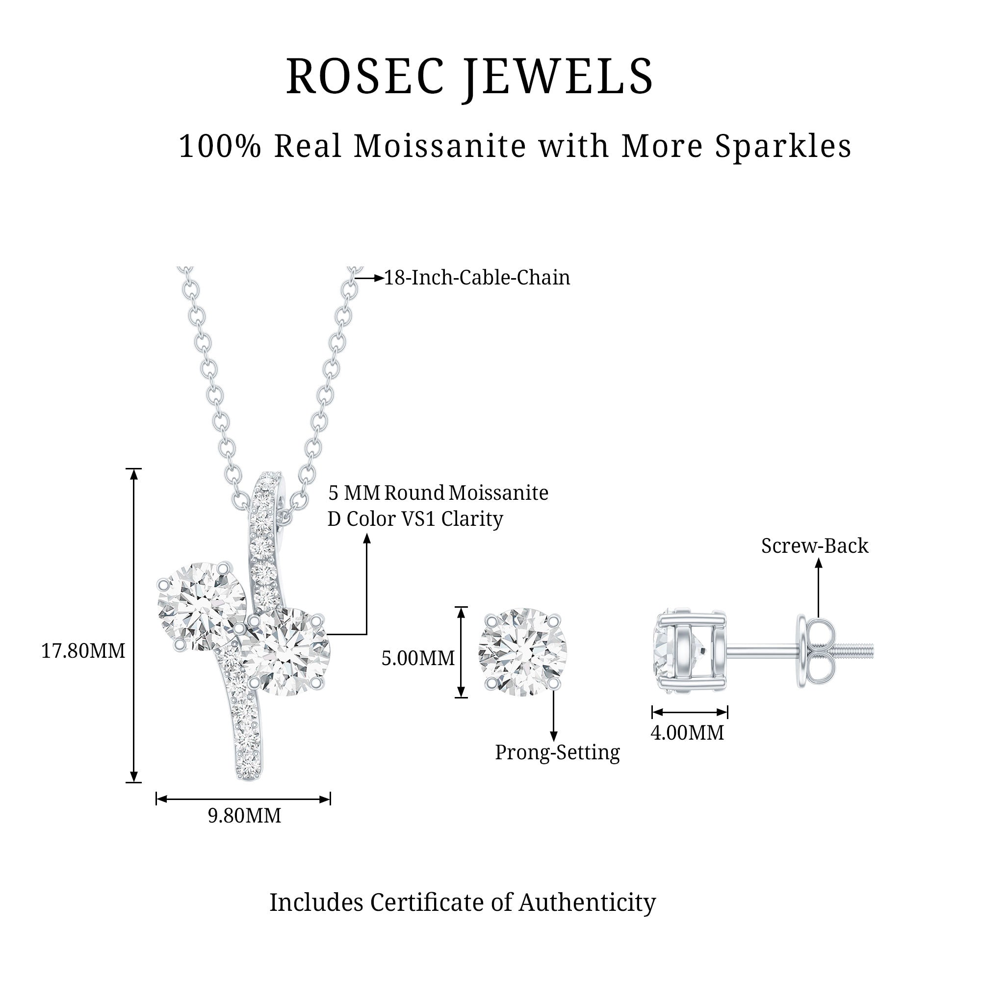 Certified Moissanite Minimal Jewelry Set
