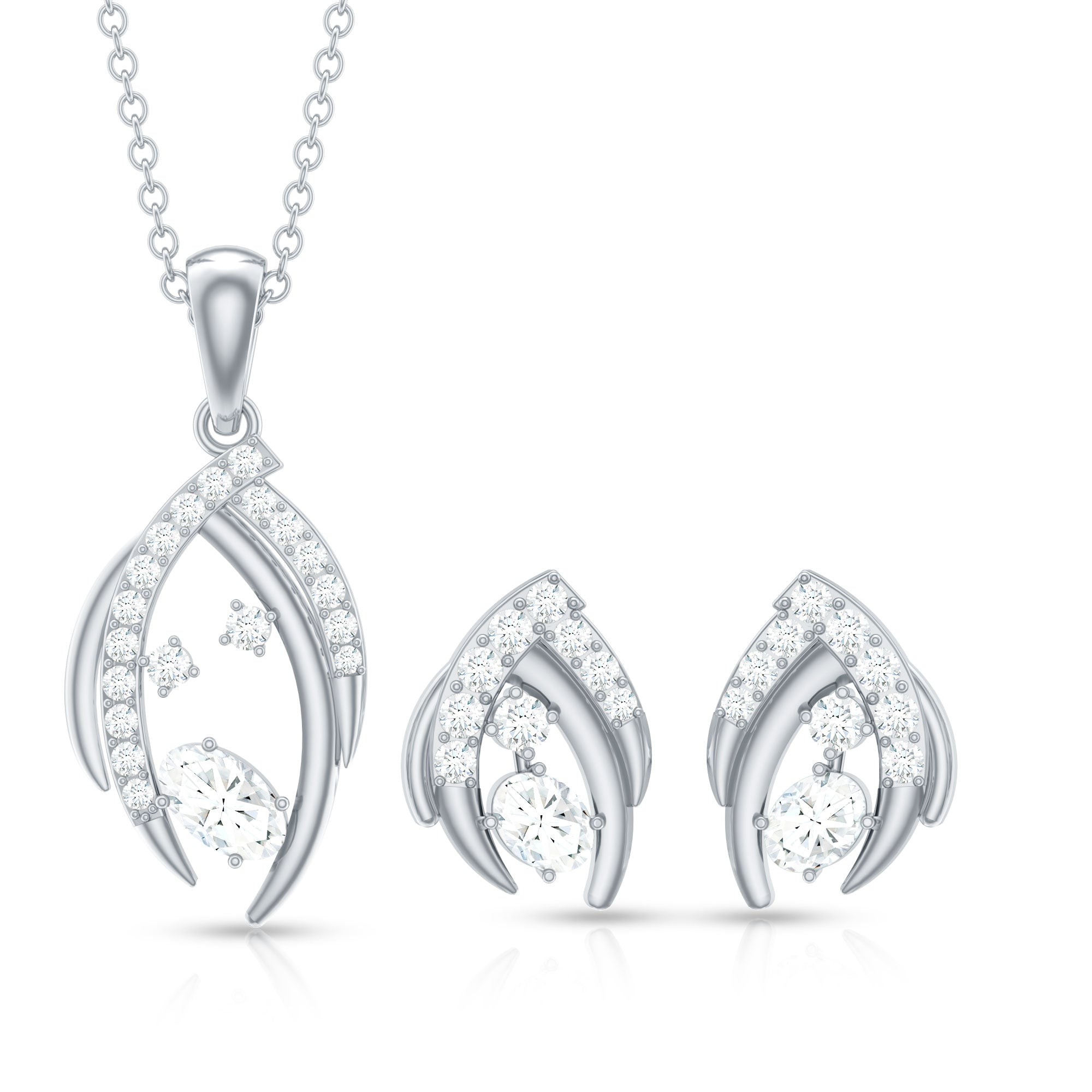 Certified Moissanite Designer Pendant and Earrings Set