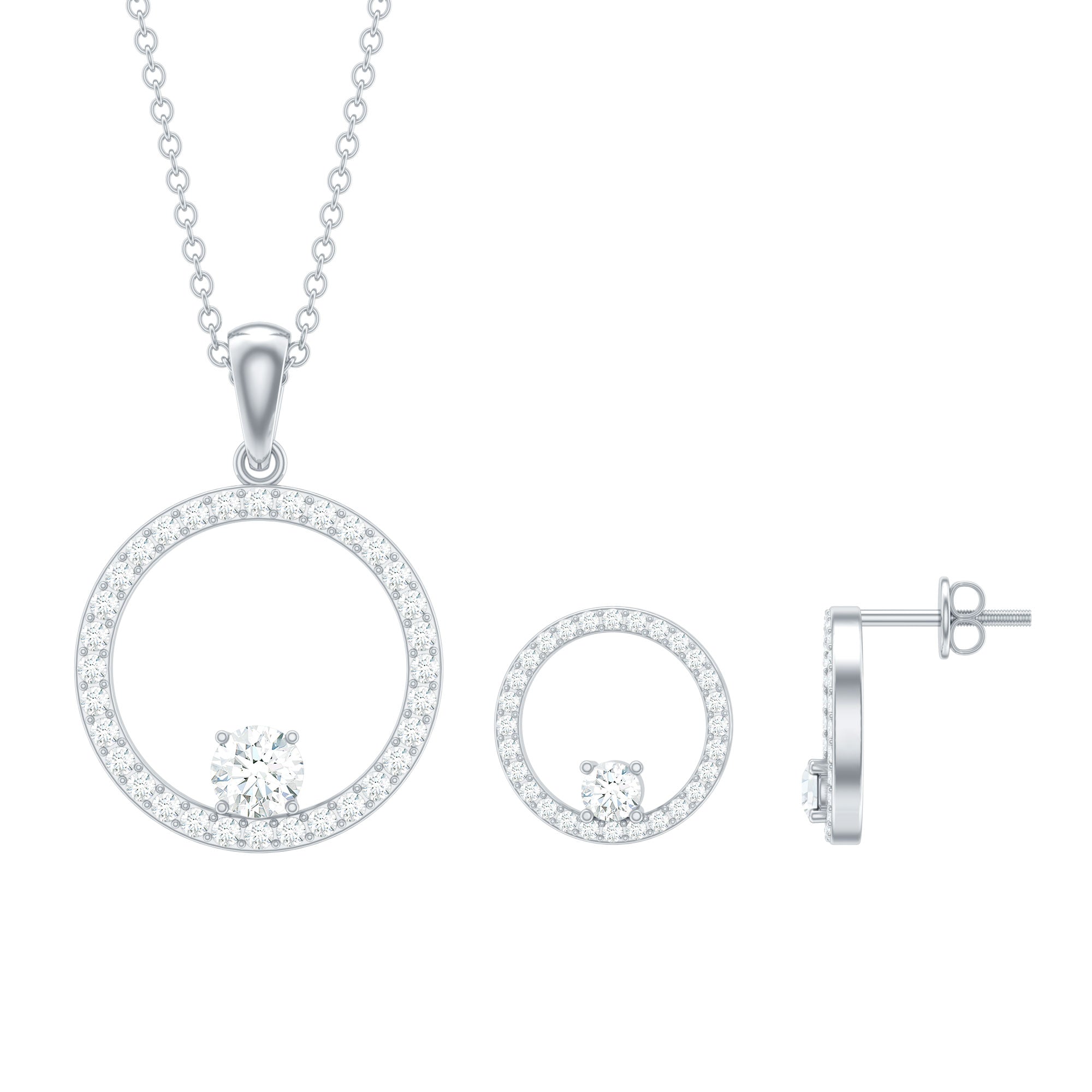 Certified Moissanite Open Circle Jewelry Set