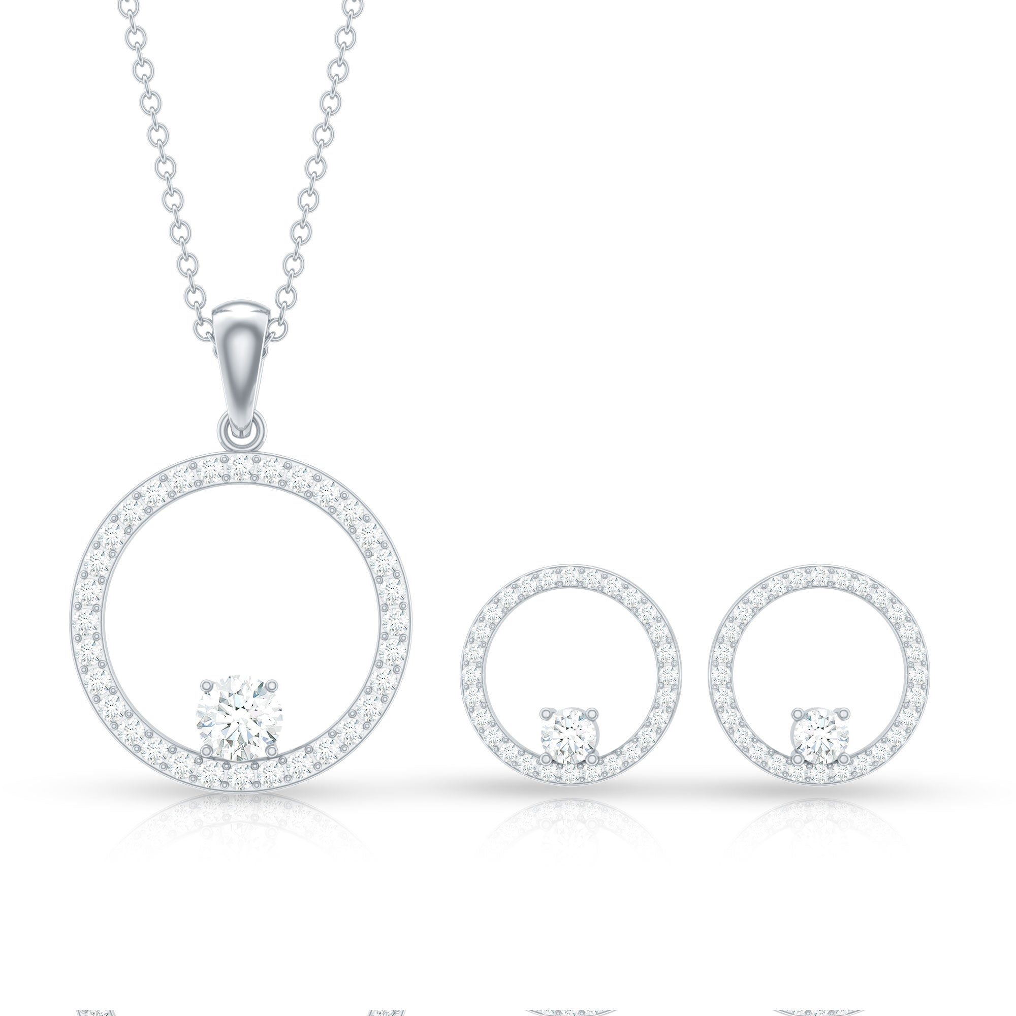 Certified Moissanite Open Circle Jewelry Set
