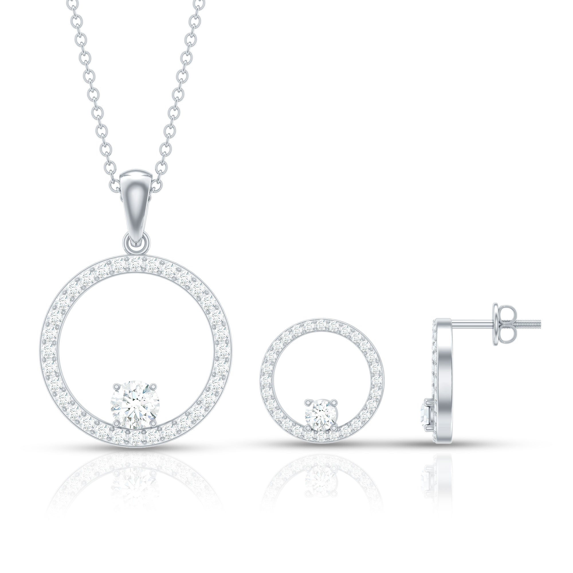 Certified Moissanite Open Circle Jewelry Set