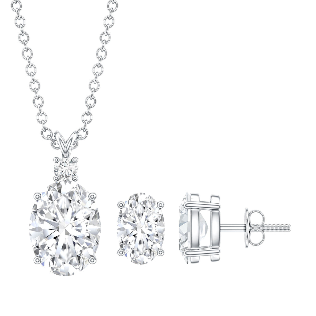 Certified Moissanite Oval Necklace and Earrings Set