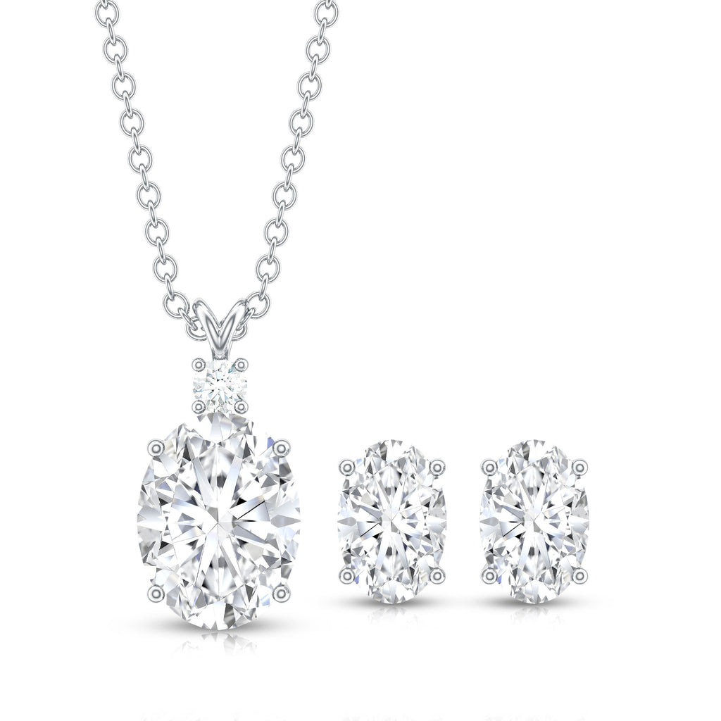 Certified Moissanite Oval Necklace and Earrings Set