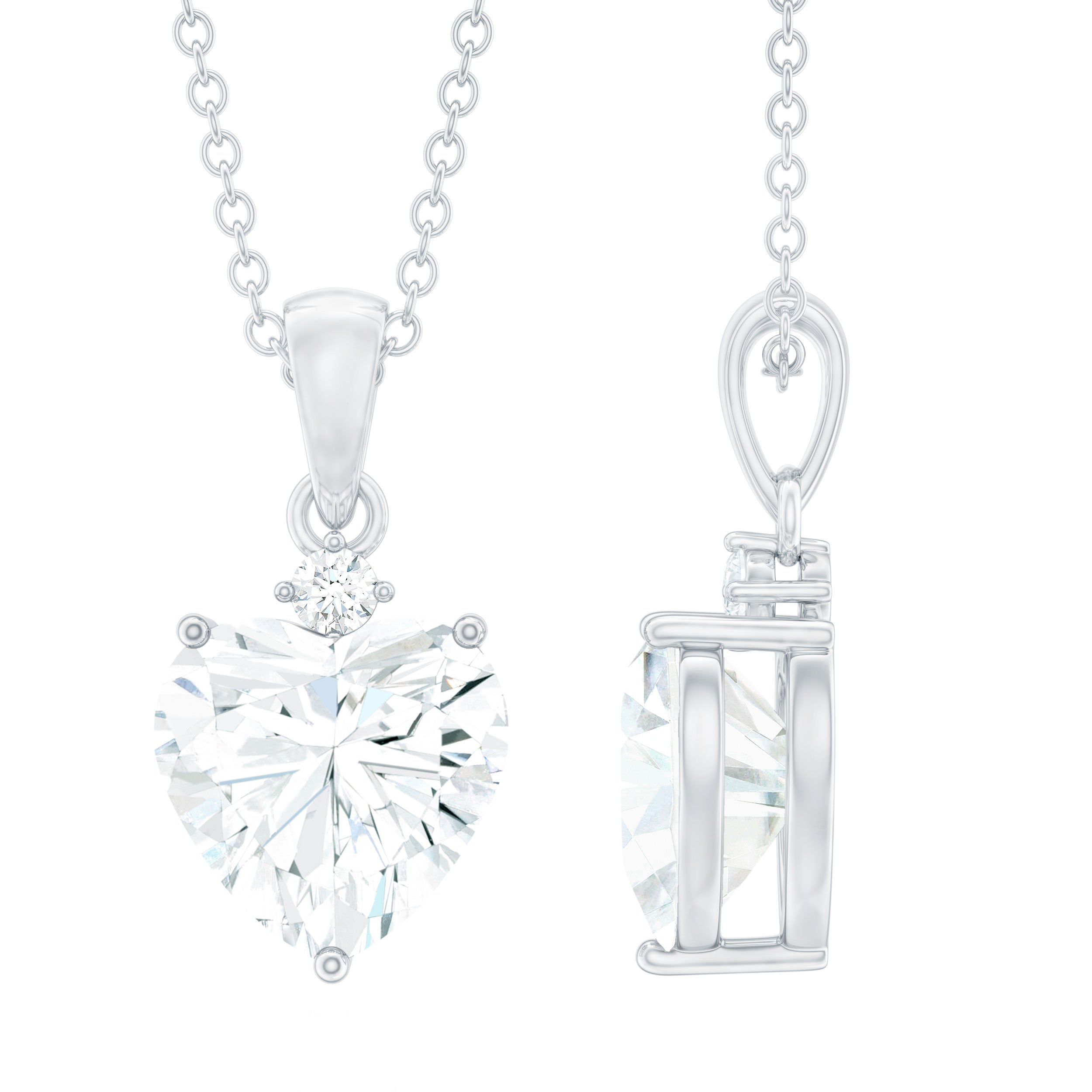 Certified 2 Carat Moissanite Heart Pendant for Women