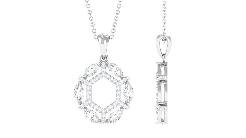 Certified Moissanite Art Deco Pendant Necklace
