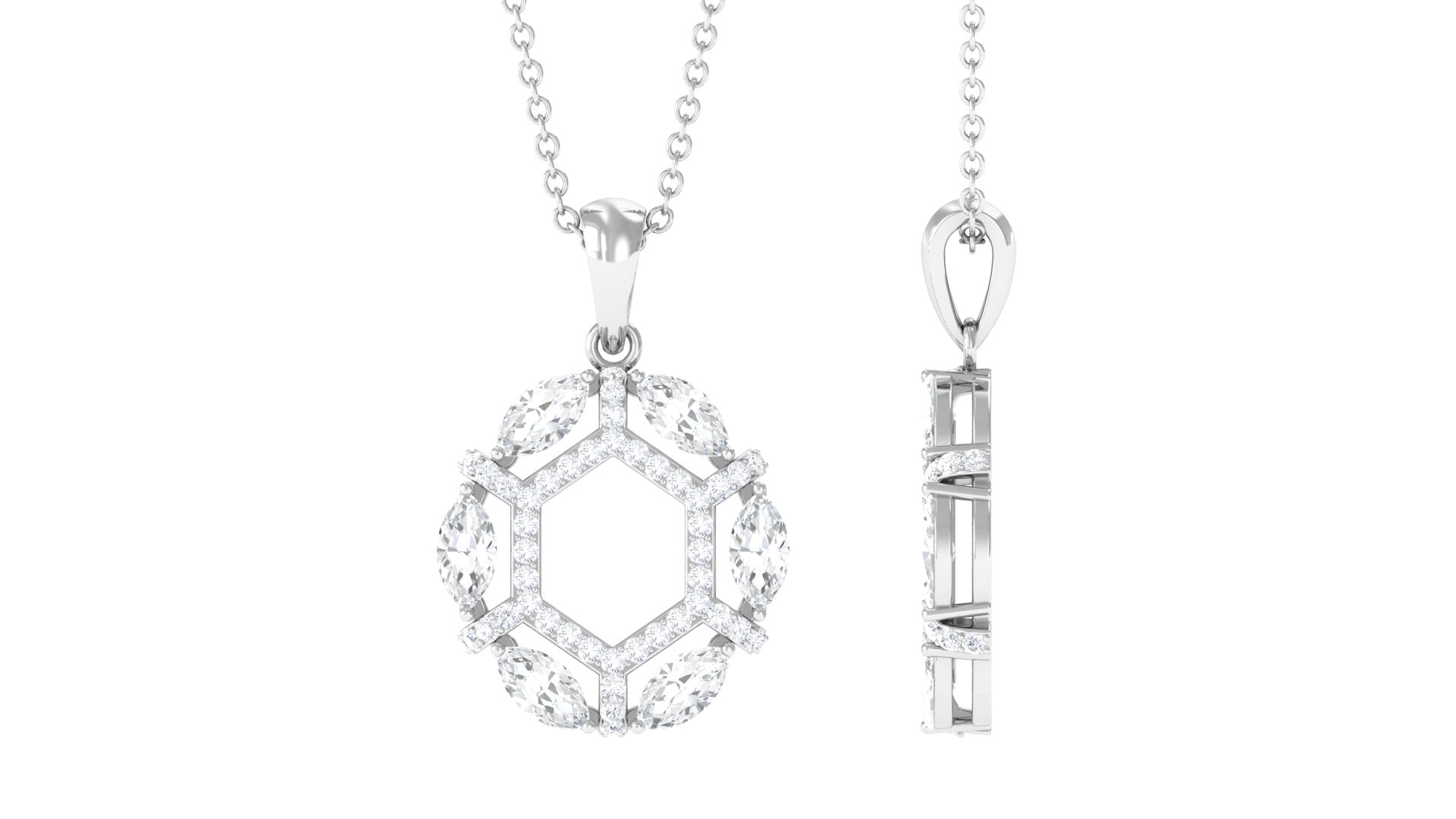 Certified Moissanite Art Deco Pendant Necklace