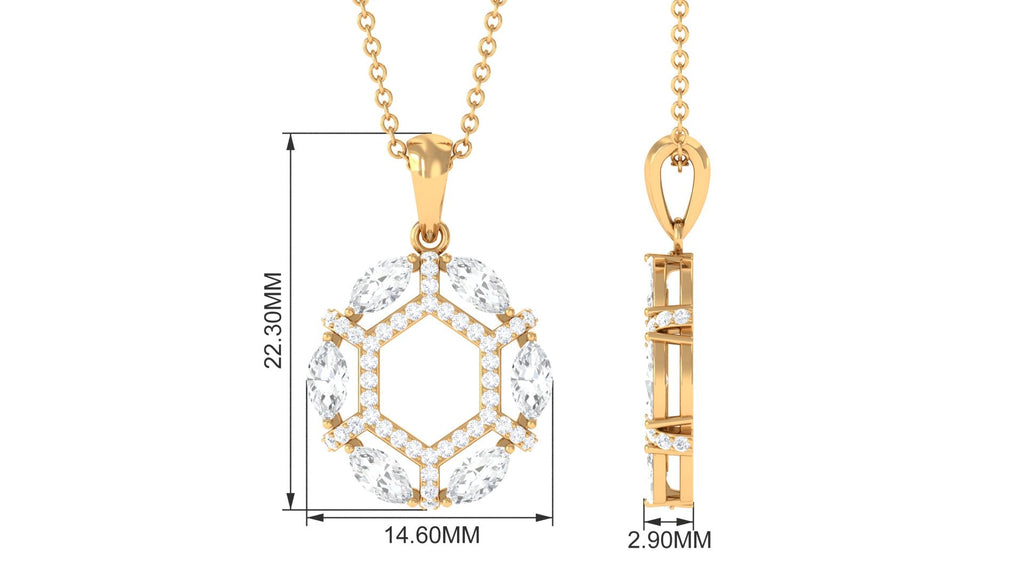 Certified Moissanite Art Deco Pendant Necklace