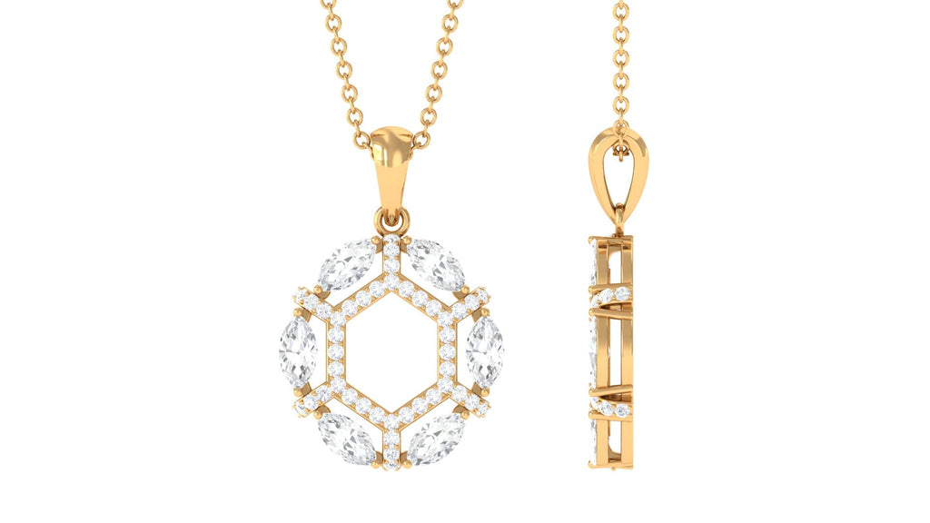 Certified Moissanite Art Deco Pendant Necklace