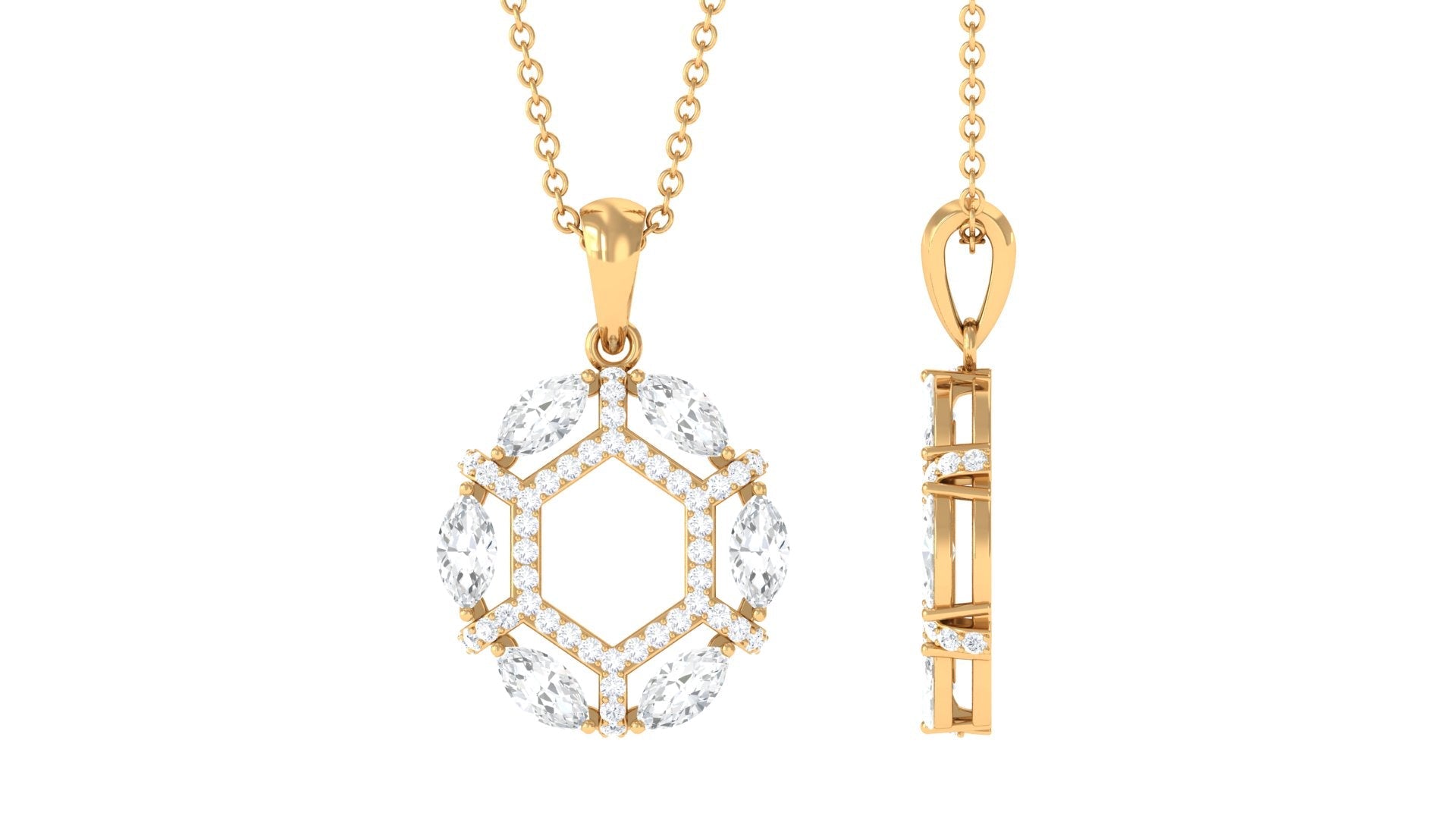Certified Moissanite Art Deco Pendant Necklace
