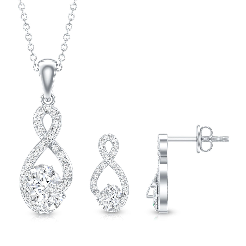 Certified 0.9 Carat Moissanite Infinity Necklace and Earring Set