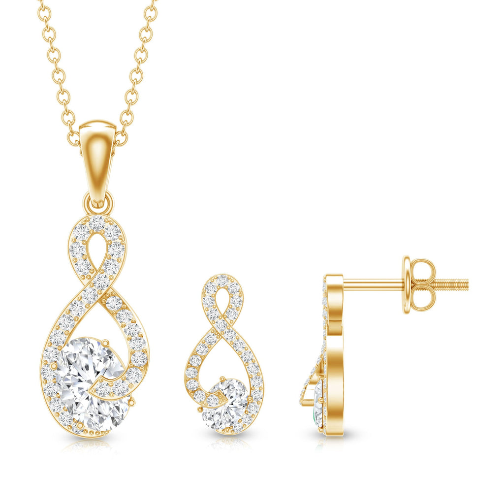 Certified 0.9 Carat Moissanite Infinity Necklace and Earring Set