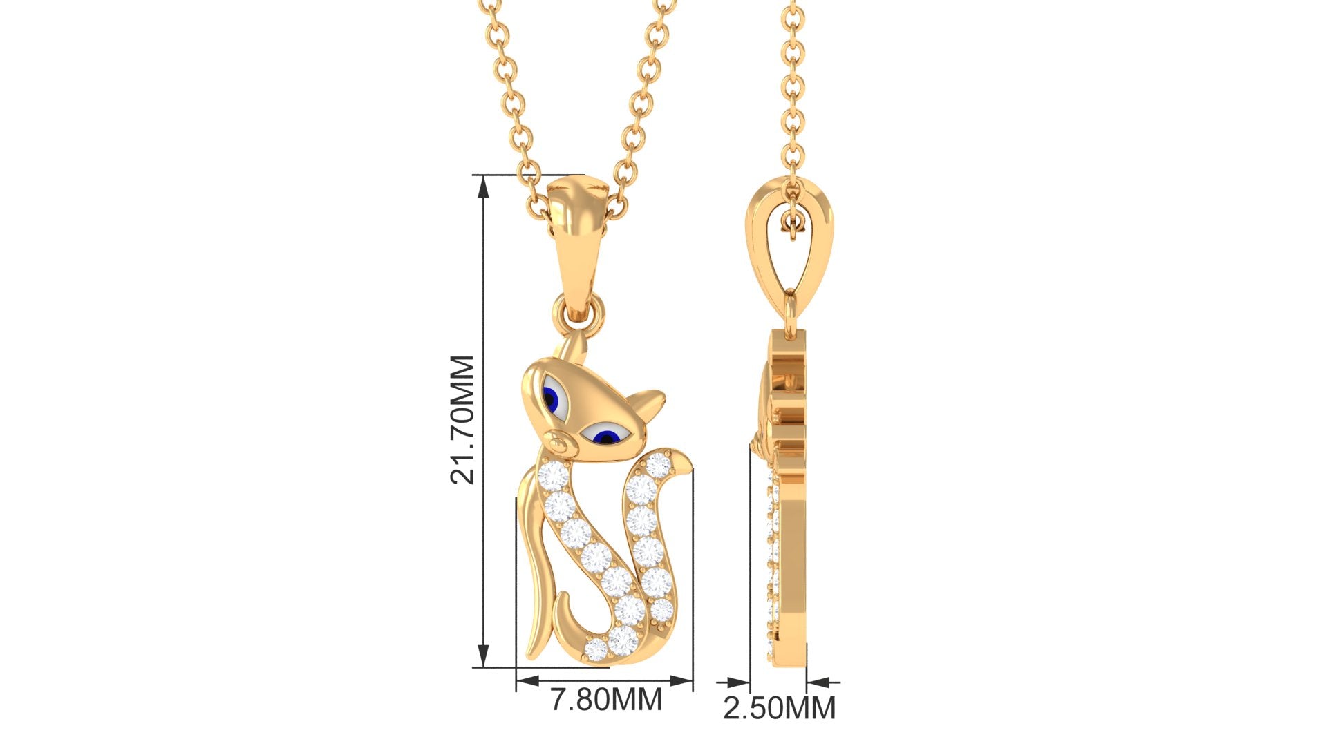 Certified Moissanite Cat Pendant Necklace